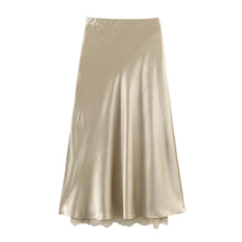Load image into Gallery viewer, Satin Acetate Lace Patchwork Slit Skirt Long Skirt