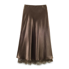 Load image into Gallery viewer, Satin Acetate Lace Patchwork Slit Skirt Long Skirt