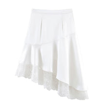 Load image into Gallery viewer, Fashionable Satin Lace Irregular Asymmetric Elegant Stitching Hem Skirt