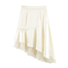 Load image into Gallery viewer, Fashionable Satin Lace Irregular Asymmetric Elegant Stitching Hem Skirt
