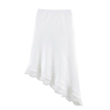 Load image into Gallery viewer, Women Clothing Spring Sexy Satin Acetate Lace Stitching Irregular Asymmetric Skirt