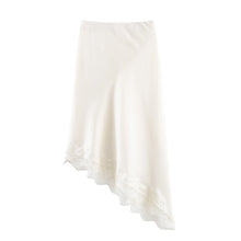 Load image into Gallery viewer, Women Clothing Spring Sexy Satin Acetate Lace Stitching Irregular Asymmetric Skirt