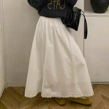 Load image into Gallery viewer, Women Clothing Spring French Sweet Relaxed Chic Lace Edge Crumpled Cotton Umbrella Skirt