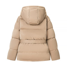 Load image into Gallery viewer, Spring Bright Surface Belt Cotton Padded Jacket All Matching Hooded Zipper Long Sleeve Coat