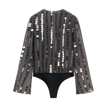 Load image into Gallery viewer, Women Clothing Spring Women Long Sleeve V neck Beads Decoration Jumpsuit