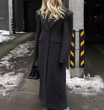 Load image into Gallery viewer, Women Clothing Autumn Office All Matching Dark Gray Extended Woolen Coat