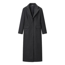 Load image into Gallery viewer, Women Clothing Autumn Office All Matching Dark Gray Extended Woolen Coat