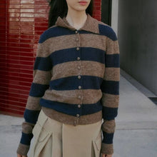 Load image into Gallery viewer, Spring Casual Simple Striped Design Polo Collar Knitwear Women
