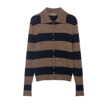 Load image into Gallery viewer, Spring Casual Simple Striped Design Polo Collar Knitwear Women
