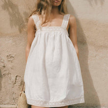 Load image into Gallery viewer, Women Lace Stitching Cami Dress Summer Loose Slimming White Holiday Short Dress