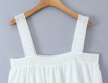 Load image into Gallery viewer, Women Lace Stitching Cami Dress Summer Loose Slimming White Holiday Short Dress