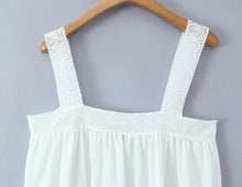 Load image into Gallery viewer, Women Lace Stitching Cami Dress Summer Loose Slimming White Holiday Short Dress