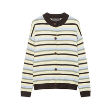 Load image into Gallery viewer, Round Neck Long Sleeve Loose Contrast Color Striped Lazy Knitted Sweater Women