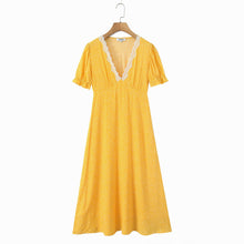 Load image into Gallery viewer, Women Clothing Spring Lace Polka Dot Short Sleeve Dress