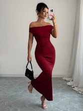 Load image into Gallery viewer, Autumn Winter off the Shoulder off Neck Dress Sexy Elegant Dress Evening Dress Women Clothing