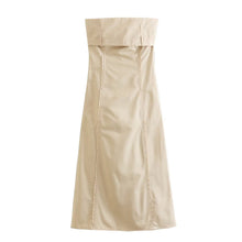 Load image into Gallery viewer, Spring Slim Fit Figure Flattering Maxi Dress Cotton Trench Coat Tube Top Dress
