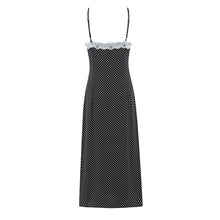 Load image into Gallery viewer, French Polka Dot Brace Maxi Dress Retro Sexy Slim V neck Lace Stitching Dress for Women Early Spring