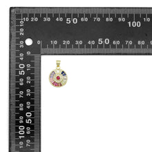 Load image into Gallery viewer, Colorful Baguette CZ Gold Round Coin Charm Pendant,Sku#LX862
