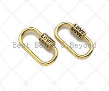 Load image into Gallery viewer, 18K Gold Love Word On Oval Shape Screw Clasp, Oval Connector, Gold Carabiner Clasp, 17x29mm, Sku#K173