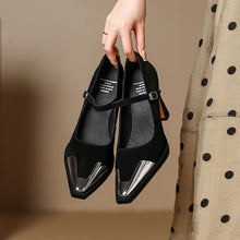 Load image into Gallery viewer, Women's Retro Square Toe Mary Jane Heels with Buckle Strap - Chunky High Heel Pumps