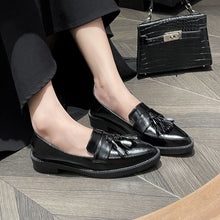 Load image into Gallery viewer, Women's Pointed-Toe Tassel Loafers - Slip-On Chunky Heel Shoes in Plus Sizes