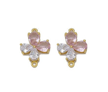 Load image into Gallery viewer, Clear Pink Drop Shape CZ Flower Connector Charm, Sku#LD332
