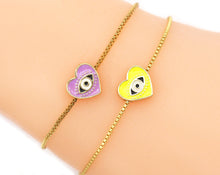 Load image into Gallery viewer, Enamel Heart with Evil Eye Spacer Beads, Two Sided Beads, Sku#G430