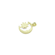 Load image into Gallery viewer, Green CZ Gold Cresent Moon North Star Charm Pendant, Sku#LK1085