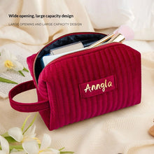 Load image into Gallery viewer, Velvet Large-Capacity Makeup Organizer Bag – Portable Travel Cosmetics Bag
