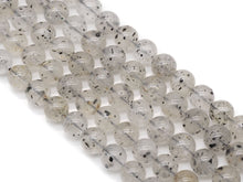 Load image into Gallery viewer, Genuine Black Spotted Quartz Round Smooth Beads, Sku#U1358