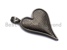 Load image into Gallery viewer, CZ Turquoise Micro Pave Large Heart Pendant, Heart Shaped Pave Pendant, Gold/Rose Gold/Silver/Gunmetal plated, 30x41mm, Sku#X55