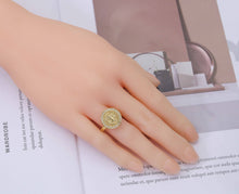 Load image into Gallery viewer, CZ Jesus Round Adjustable Ring, Sku#LD254