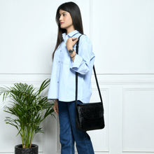 Load image into Gallery viewer, Diva Black Croco Sling Bag