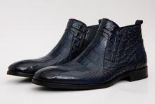 Load image into Gallery viewer, The Randor Navy Blue Crocodile Leather Side-Zip Dress Ankle Men Boot