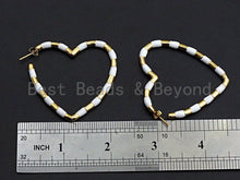 Load image into Gallery viewer, Enamel CZ Heart Hoop Earring,
Sku#J139