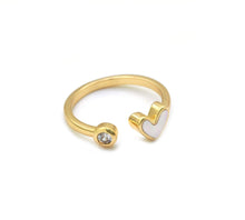 Load image into Gallery viewer, Gold Pearl Heart Dot Adjustable Ring, Sku#X372