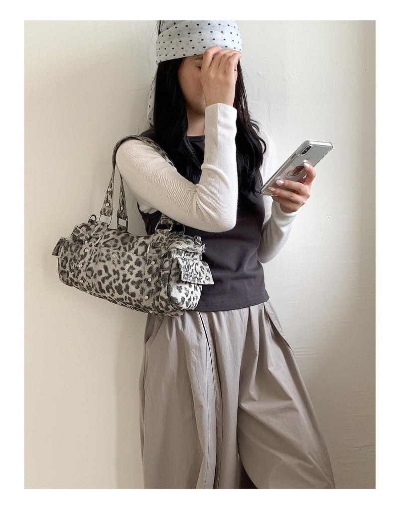 Leopard Print Plush Handbag - Retro Trendy Crossbody Bag for Women