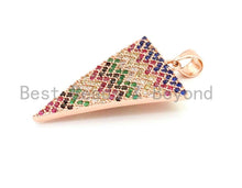Load image into Gallery viewer, CZ Micro Pave Rainbow Triangle Pendant, Multi Color CZ Pave Beads, Cubic Zirconia Pendant, 18x34mm, sku#F10