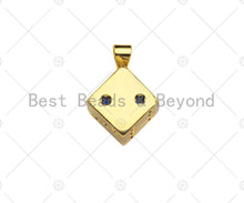 Load image into Gallery viewer, CZ Micro Pave Gold Dice Charm, Necklace Bracelet Charm Pendant,13x15mm,Sku#LK302