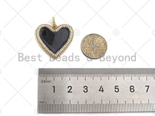 Load image into Gallery viewer, Black White Red Enamel Heart with CZ Micro Pave SKU#L326