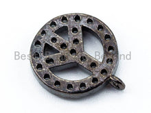 Load image into Gallery viewer, CZ Micro Pave Peace Sign Round Charm, sku#B15