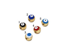 Load image into Gallery viewer, Gold Enamel Evil Eye Round Ball Spacer Beads, Sku#LD318