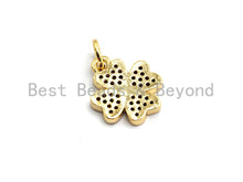 Load image into Gallery viewer, CZ Colorful Micro Pave Shamrock Pendant Charm, Clover Shaped Pave Pendant, Gold plated, 11x13mm, Sku#F754C