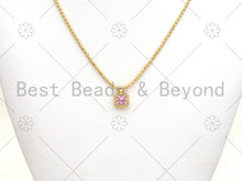 Load image into Gallery viewer, Pink CZ Micro Pave Cute Round Shape Pendant, 18K Gold Filled Round CZ Charm, Big CZ Pave Pendant, 11x15mm, Sku#LK372