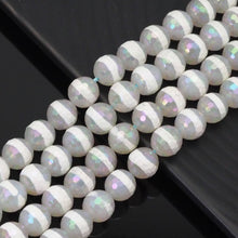 Load image into Gallery viewer, AB Mystic One Line White Agate Faceted Beads, Sku#UA315