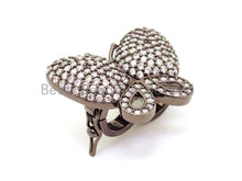 Load image into Gallery viewer, CZ Clear Micro Pave Butterfly Clasp, Cubic Zirconia Clasp/Fastener/ Shortener, Jewelry Buckle, Magnetic Jewelry Findings, 27x22mm,sku#H28