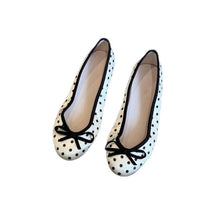 Load image into Gallery viewer, Women's Polka-Dot Bowtie Flat Shoes - Satin Round Toe Slip-On Flats
