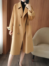 Load image into Gallery viewer, Long Below-the-Knee Double-Breasted Wool Coat In Korean Style