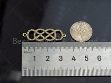 Load image into Gallery viewer, CZ Micro Pave Dermatoglyphic Pattern Connector, Cubic Zirconia Filigree Connector Beads, Gold Plated Bracelet Connector, 11x34mm, Sku#LK84
