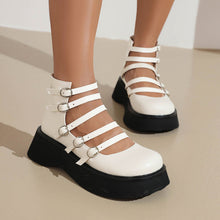 Load image into Gallery viewer, Women's Punk Style High-Top Boots with Belt Buckle &amp; Thick Sole - Waterproof Platform Ankle Boots